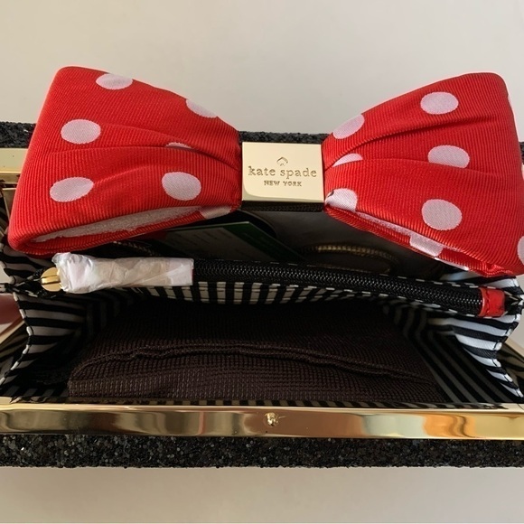 ❌❌NWT. KATE SPADE X DISNEY Minnie Mouse Bow Clasp Glitter Clutch - Picture 11 of 12